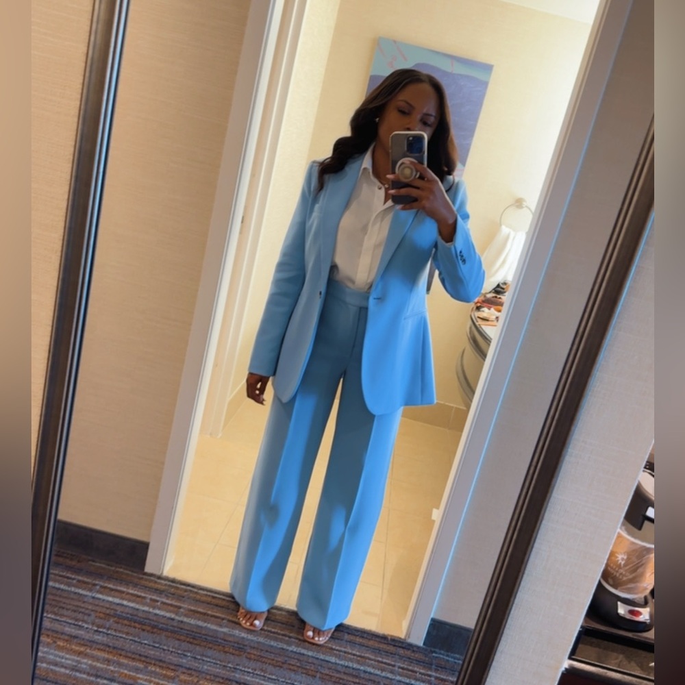 ZARA Collection Straight Cut Suit in Light Blue